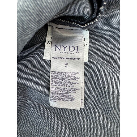 NYDJ Dark Blue Denim Button Down Shirt Chambray Western Casual Top Size Large - Picture 7 of 7